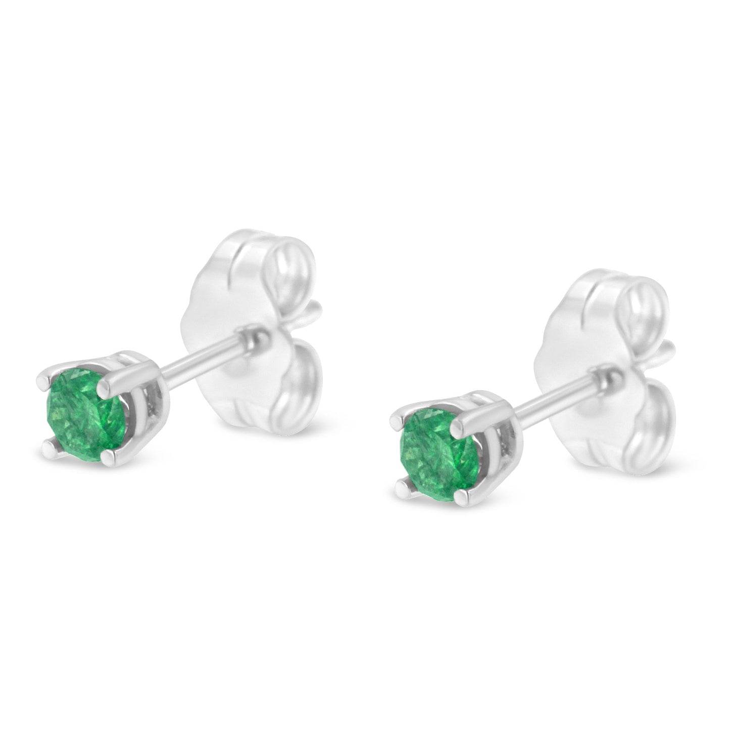 Boucles d'oreilles en argent sterling .925 avec diamants verts taille brillant