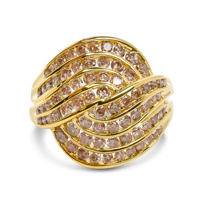 Anillo de Banda de Cóctel en Oro Amarillo de 10K con Diamantes en Canal - Talla 7