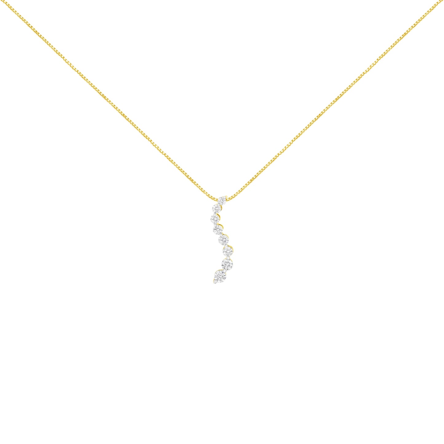 Collar de Pendiente de Viaje de Diamantes de 14k de Oro Amarillo 3.0 cttw