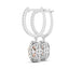 14k White and Rose Gold Drop Diamond Earrings with Halo Design