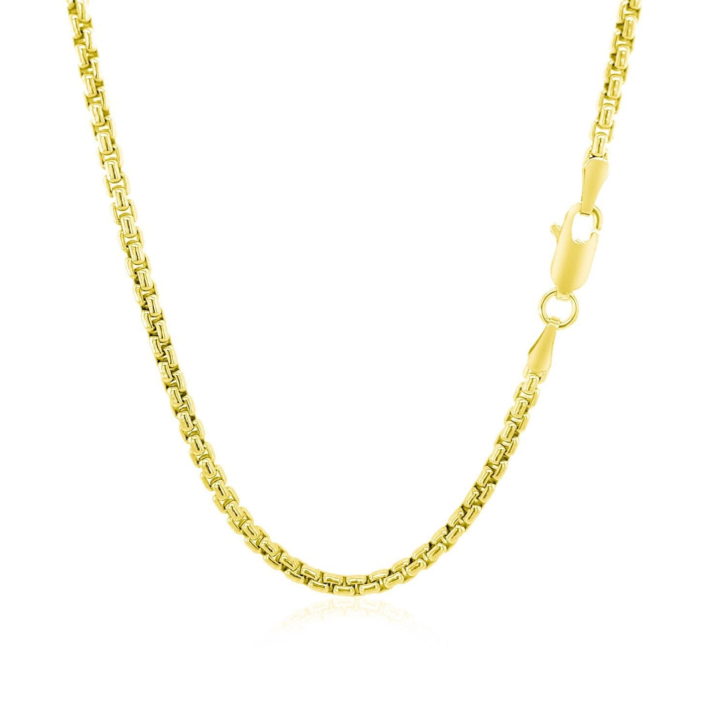 Chaîne en boîte ronde en or jaune 14k de 2,4 mm