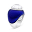 Anillo de Halo de Cuarzo y Diamantes en Oro Blanco de 18K con Esmalte Azul - Talla 7