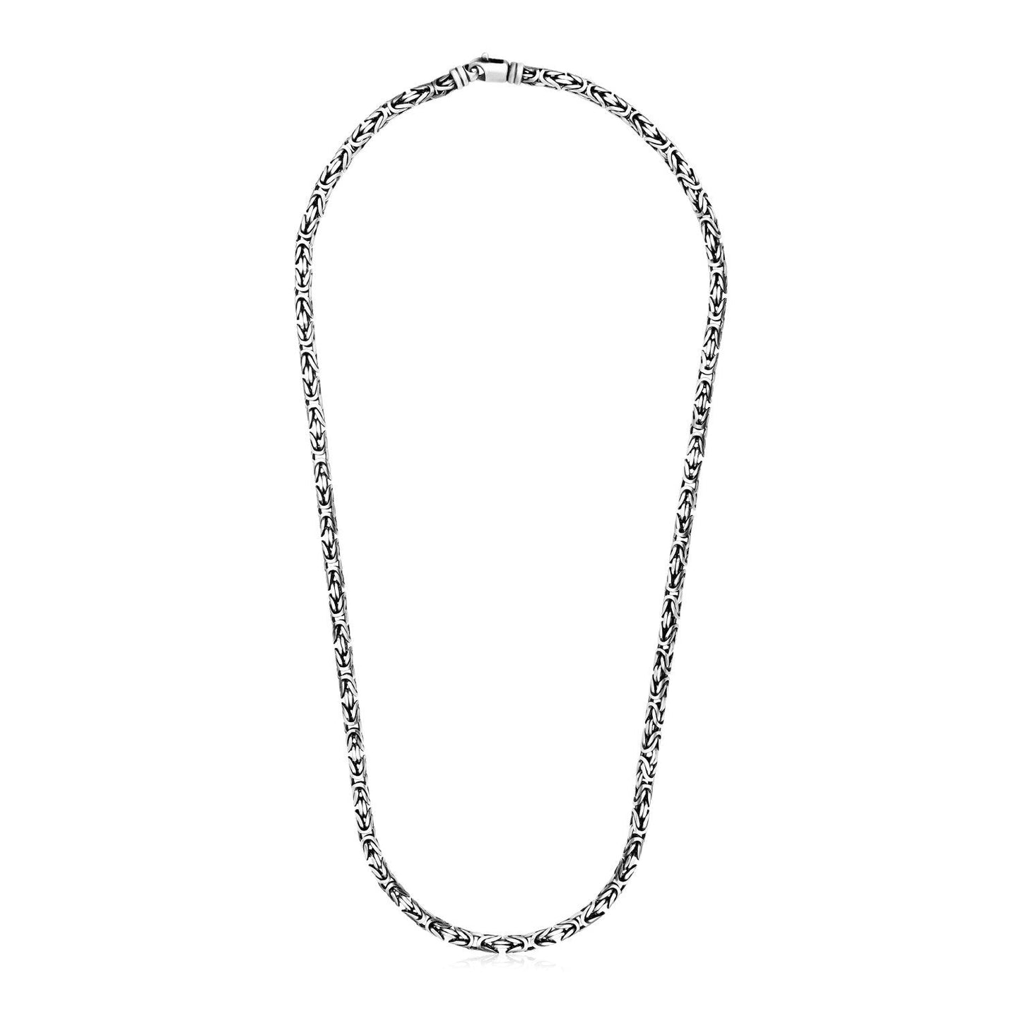 Sterling Silver Gunmetal Byzantine Chain Necklace