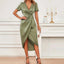 Robe de soirée en satin à manches courtes