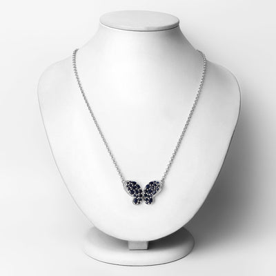 3.83 Carat Blue Sapphire & White Zircon .925 Sterling Silver Pendant