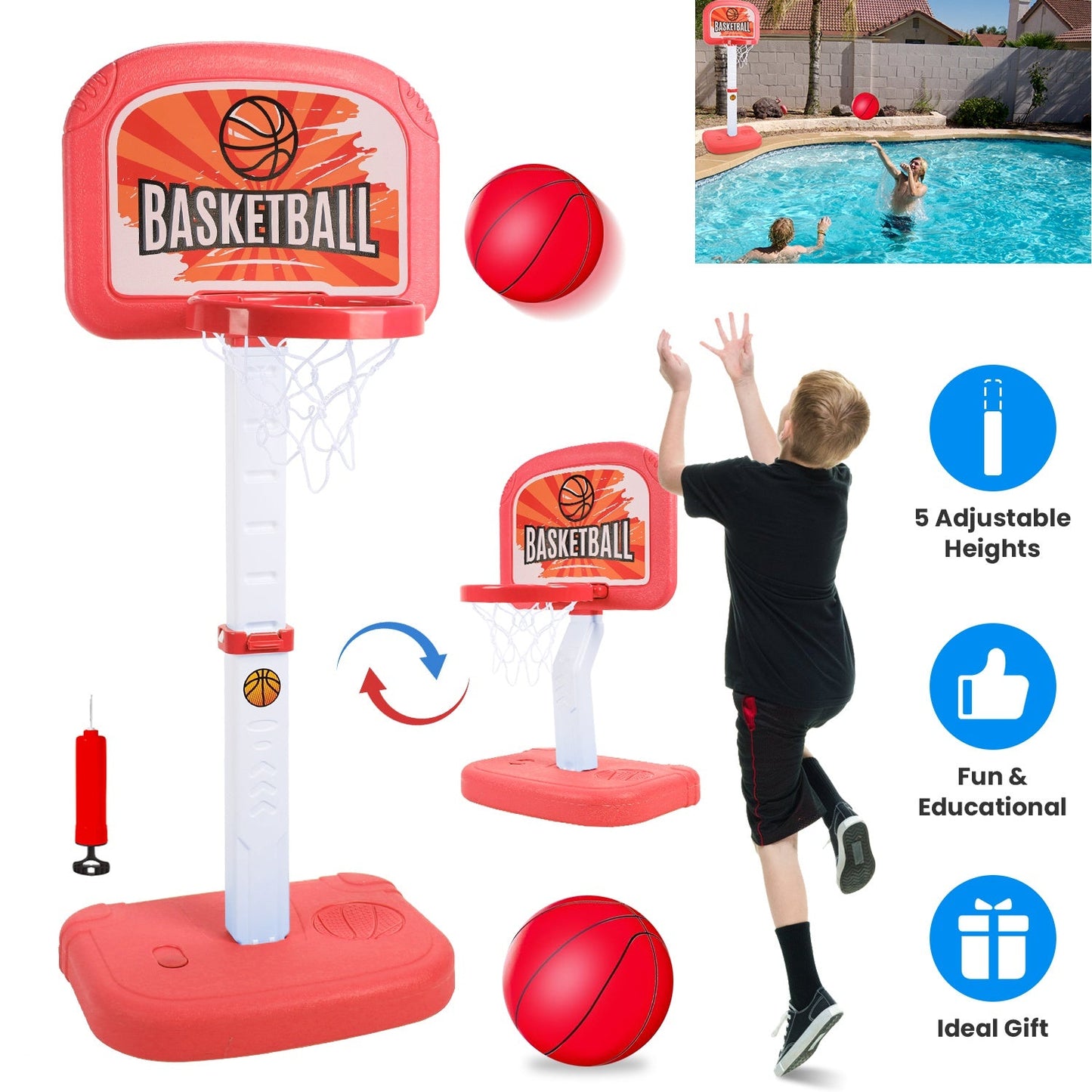 Jeu de basketball 2 en 1 pour piscine pour enfants