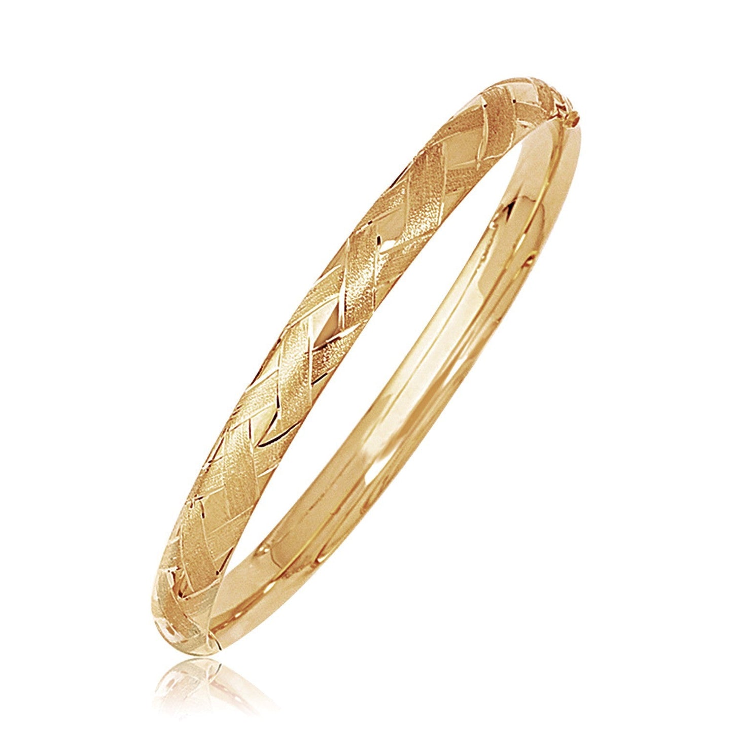 Brazalete Domado de Oro Amarillo de 14k con Motivo de Trenzado
