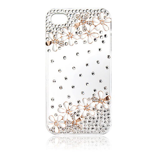 Funda de Rhinestone con Flor Brillante Transparente para iPhone 4/4S