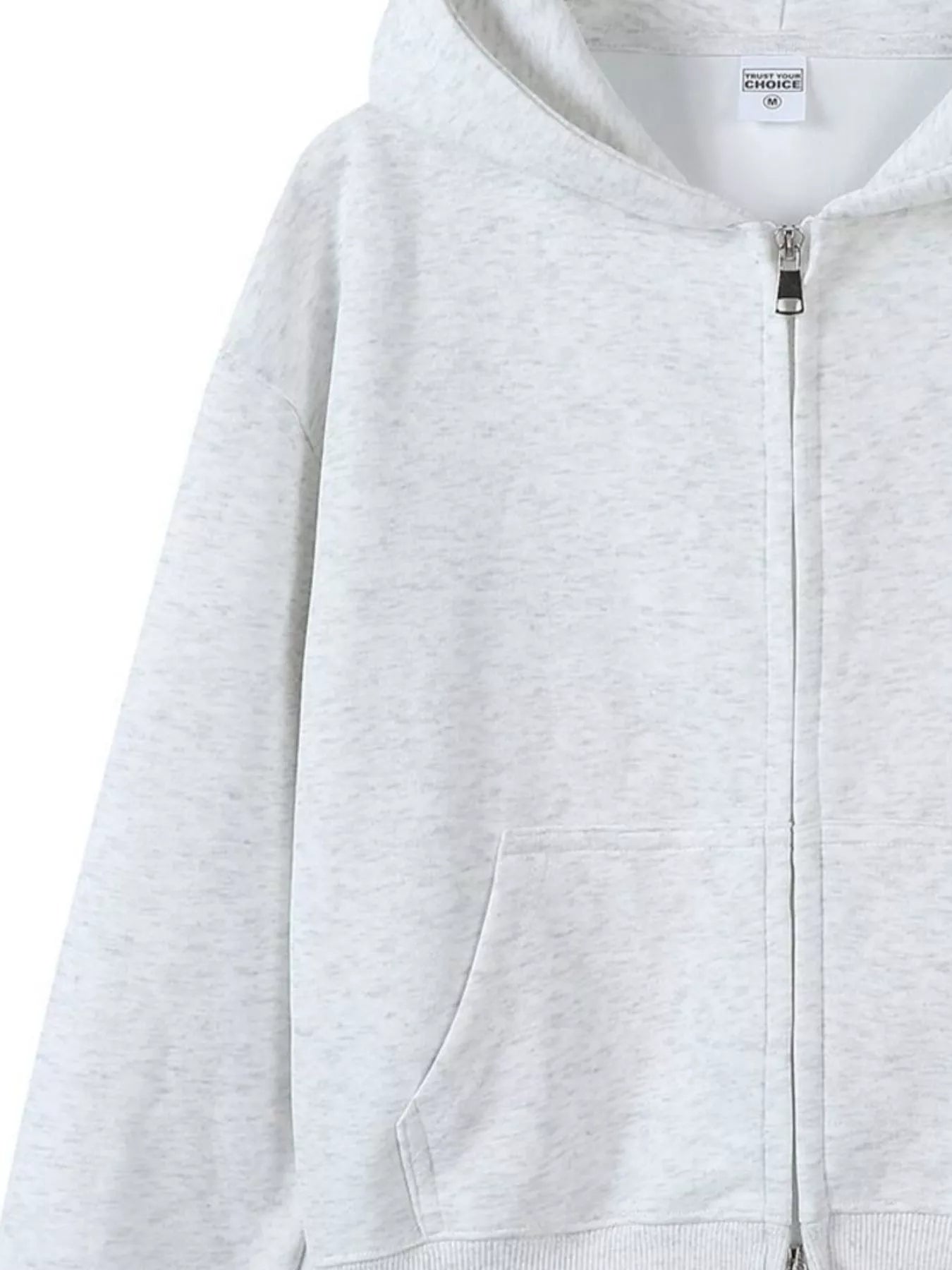 Plus Size Casual Zip-Up Long Sleeve Hoodie