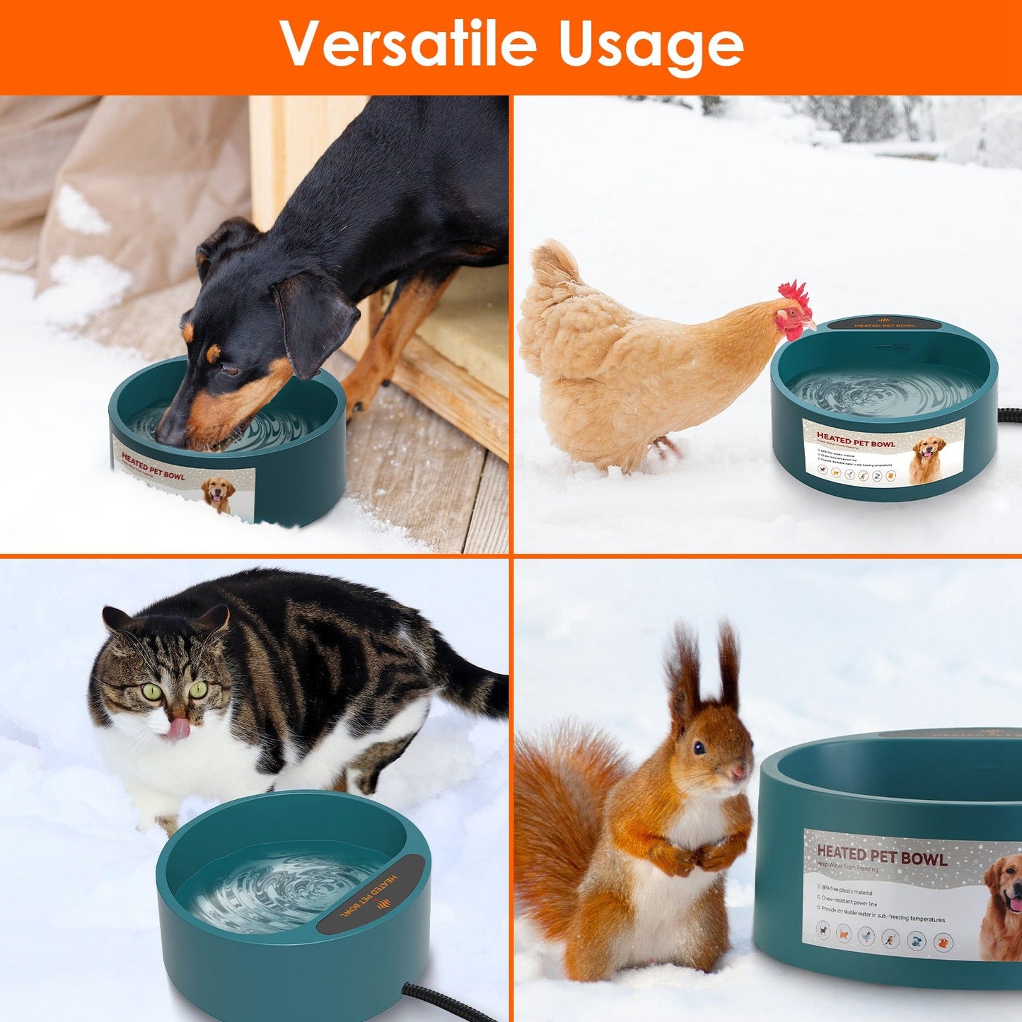 Cuenco de Agua Calentado GBruno para Perros y Gatos