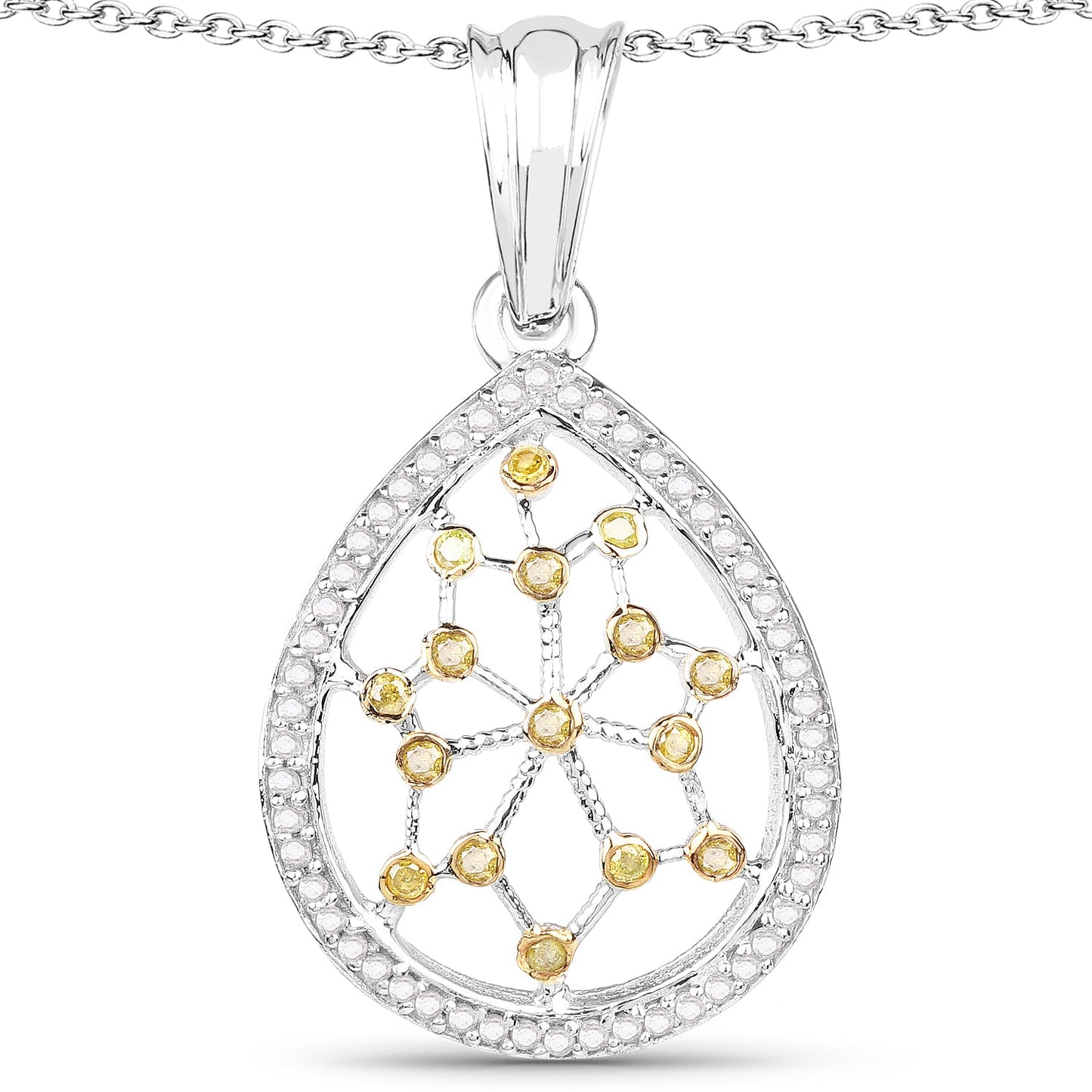 0.45 Carat Genuine White Diamond and Yellow Diamond Pendant