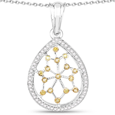 0.45 Carat Genuine White Diamond and Yellow Diamond Pendant