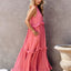 Elegant Ruffled Sleeveless Tiered Maxi Dress with Pockets