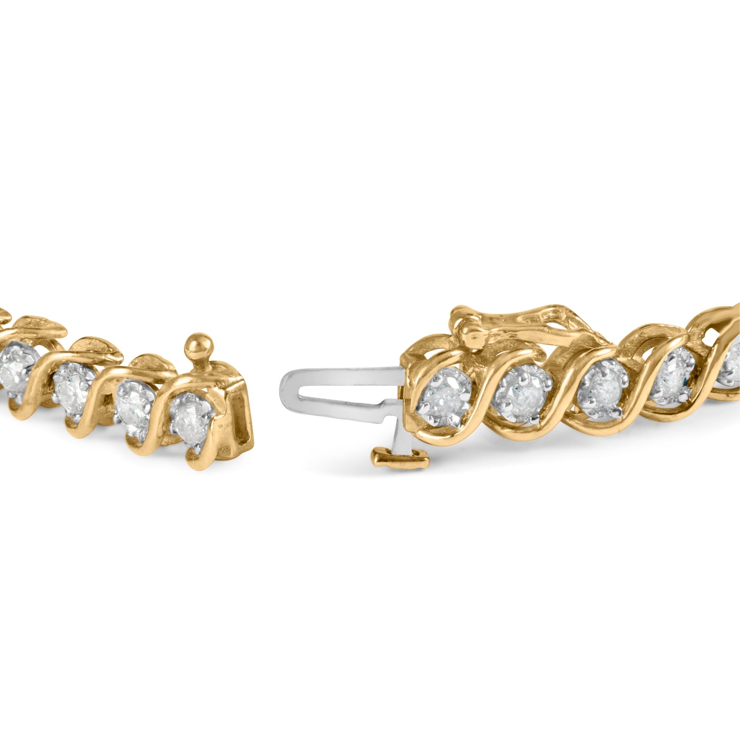 10K Yellow Gold Diamond Spiral Link Bracelet - 3 cttw