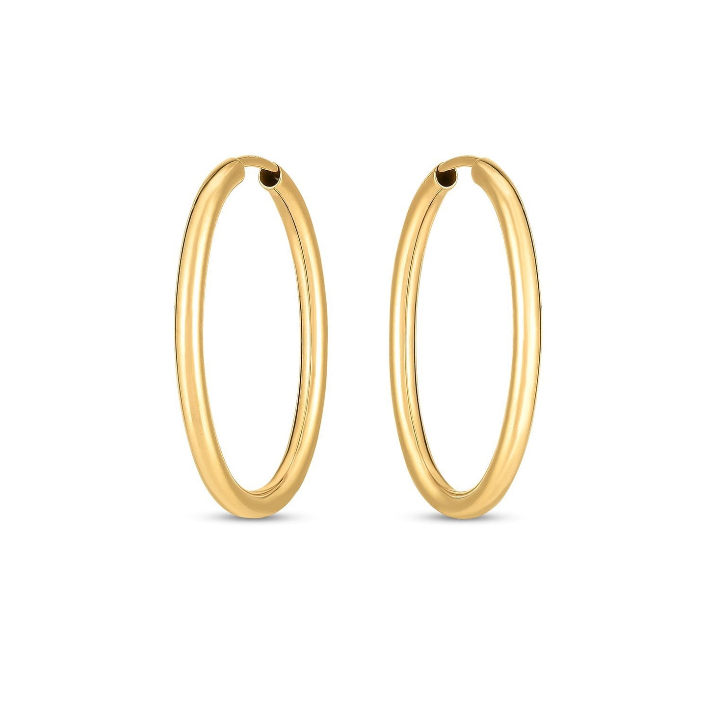 Boucles d'oreilles ovales en or jaune 14 carats sans fin