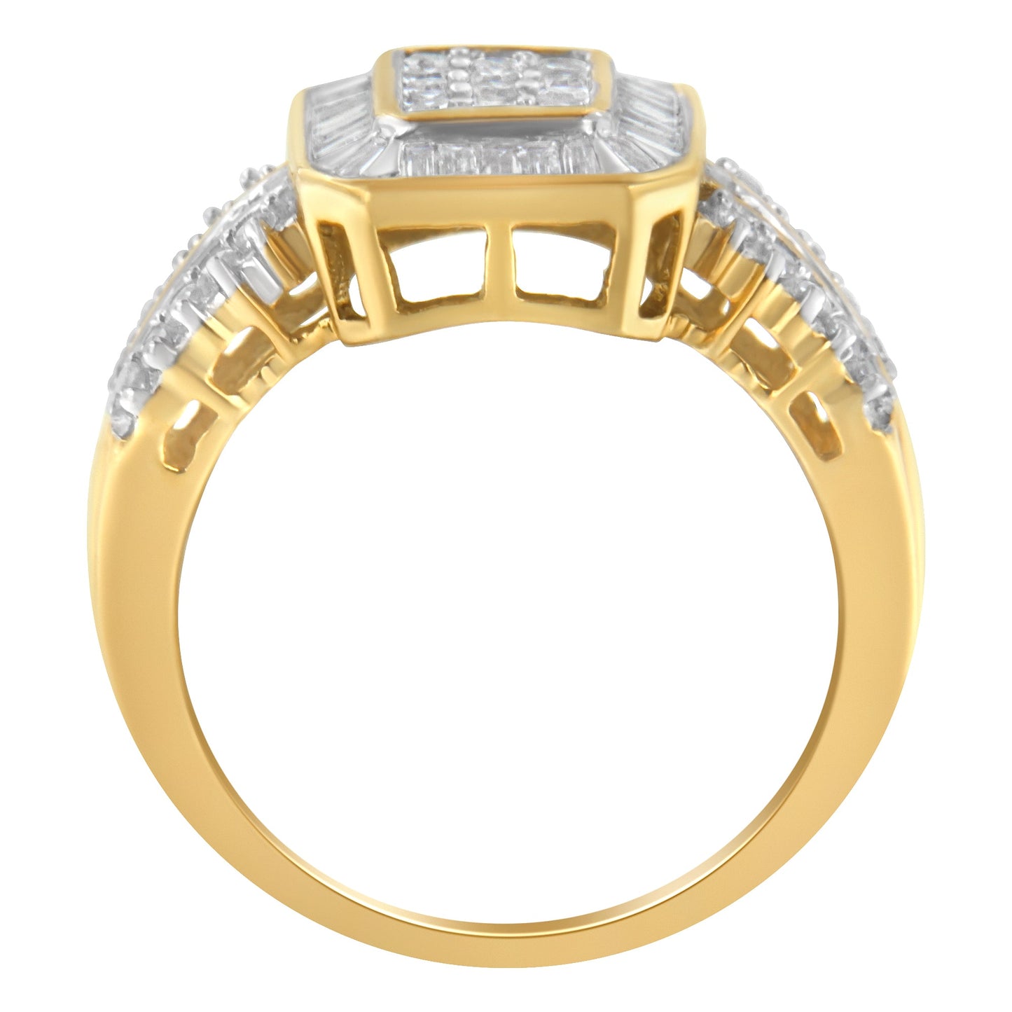 Anillo de Compromiso de Diamantes en Racimo de Oro Amarillo de 10K - Talla 7