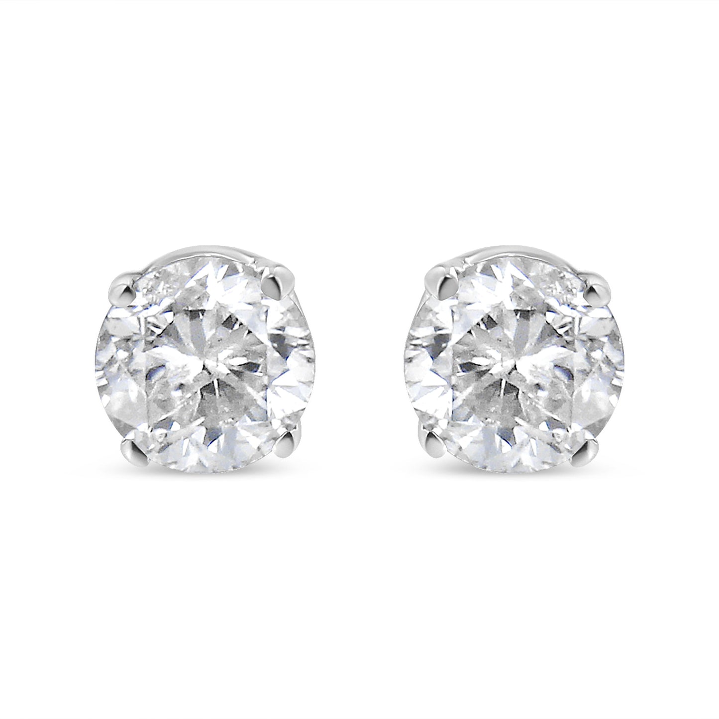 Pendientes de diamantes de 1.0 Cttw en oro blanco de 14K certificados por AGS