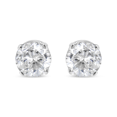 Pendientes de diamantes de 1.0 Cttw en oro blanco de 14K certificados por AGS