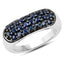 Bague en cluster de saphir bleu de 0,99 carat en argent sterling