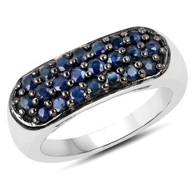 0.99 Carat Blue Sapphire Cluster Ring in Sterling Silver