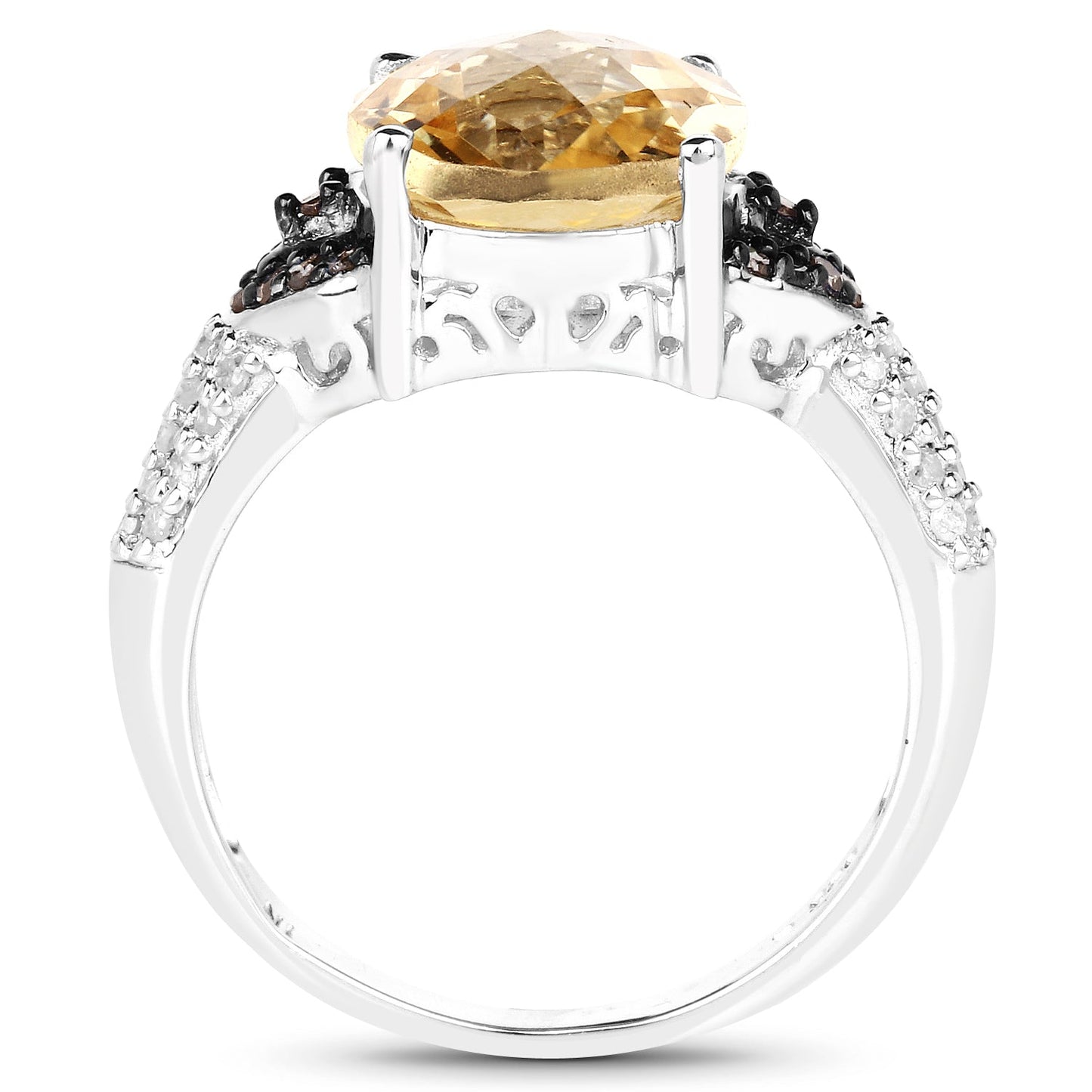 Anillo de Compromiso de Citrino y Diamante de 4.65 Quilates en Plata Esterlina .925