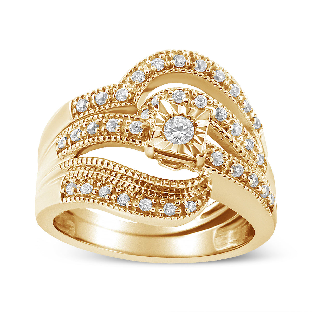 Bague de fiançailles en diamant croisé en argent sterling .925 - Taille 7