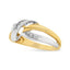Anillo de bypass de diamantes de corte redondo en oro amarillo y blanco de 10K