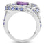 2.76 Carat Genuine Amethyst and Tanzanite Sterling Silver Ring