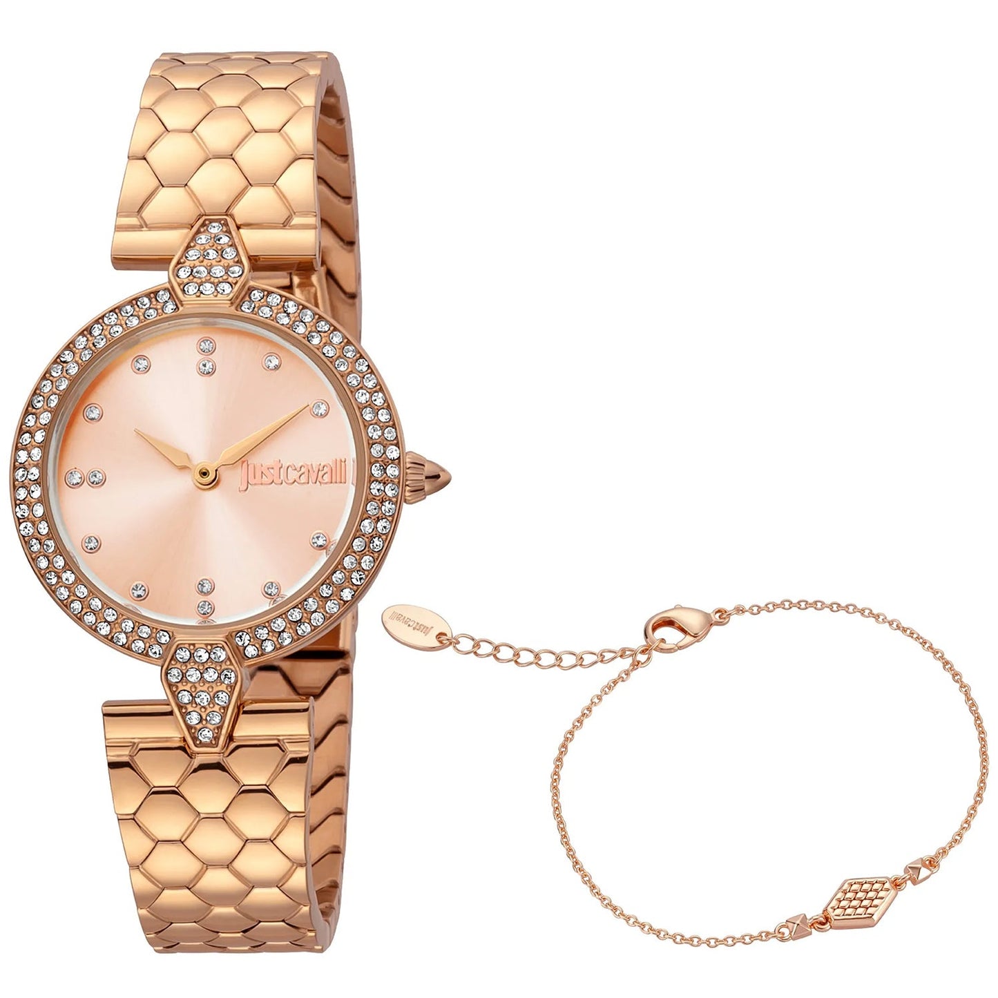 Montre Just Cavalli pour femmes en acier inoxydable doré rose