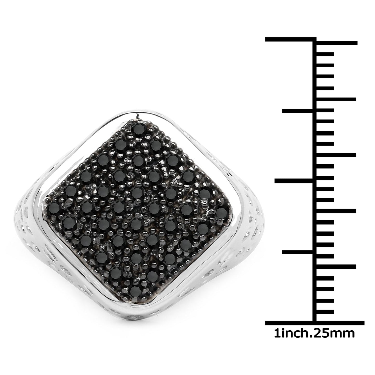 Anillo de Compromiso de Diamante Negro Genuino de 0.54 Quilates en Plata de Ley
