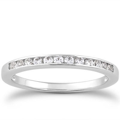 14k White Gold Channel Set Diamond Wedding Ring Band
