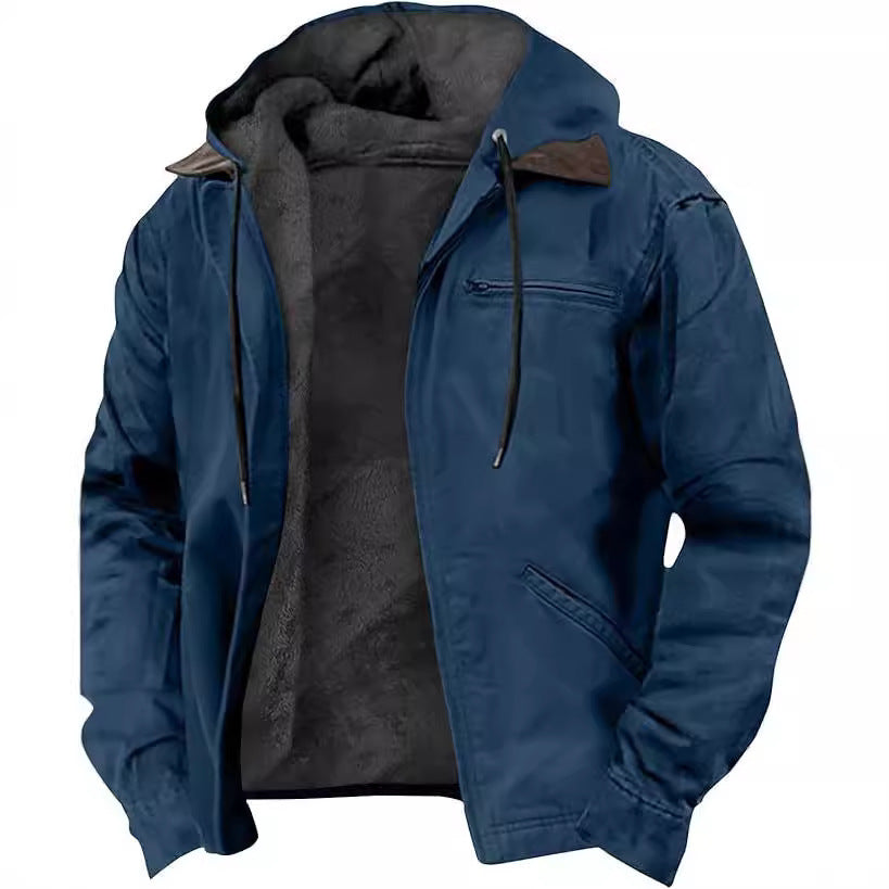 Men's Hooded Zipped Cotton-Padded Jacket