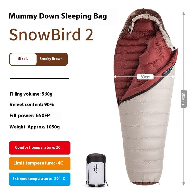 Sac de couchage momie en duvet d'oie premium pour un confort en plein air