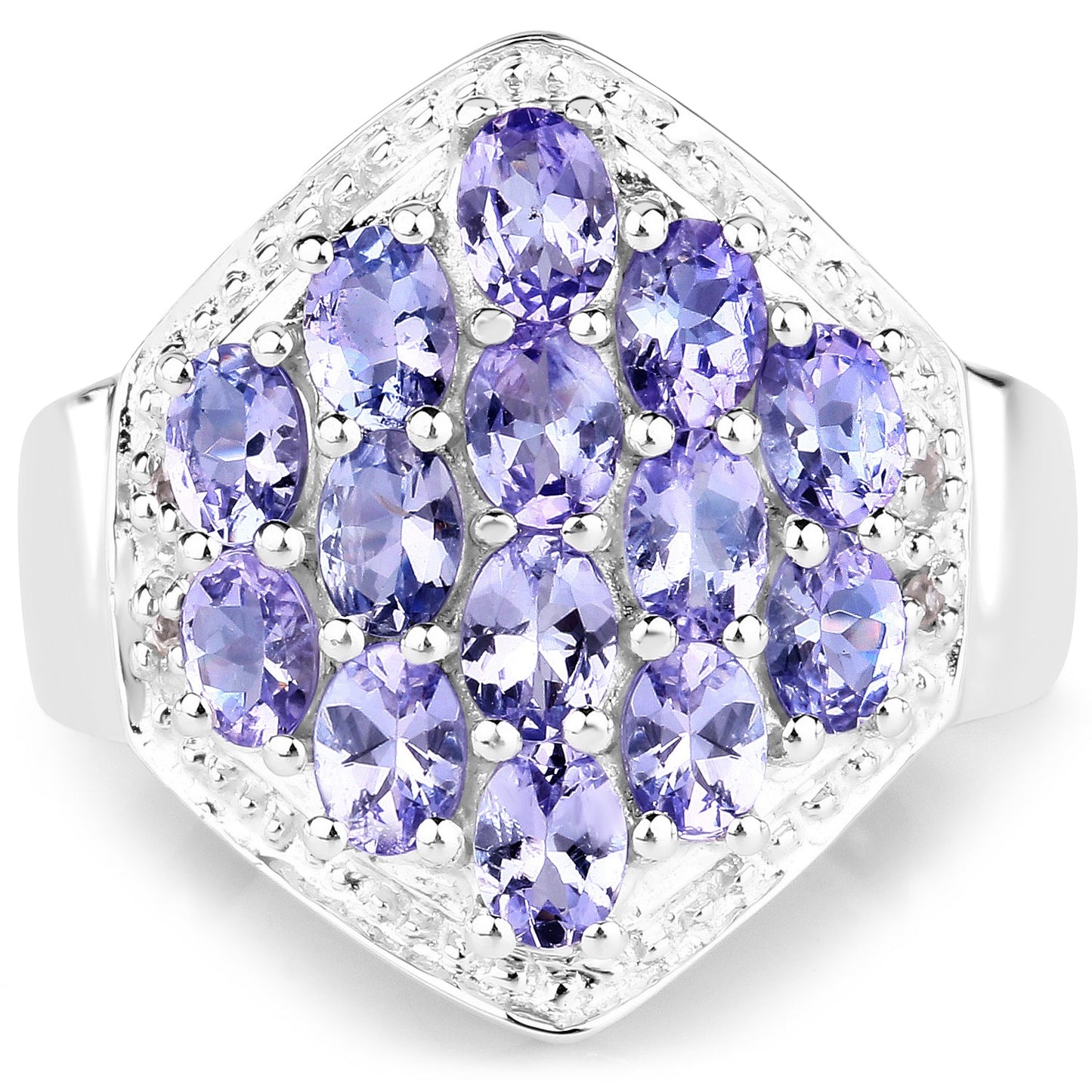 Anillo de Plata Esterlina con Tanzanita y Topacio Blanco de 2.41 Quilates