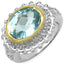 Bague en topaze bleue et topaze blanche plaquée deux tons de 5,01 carats