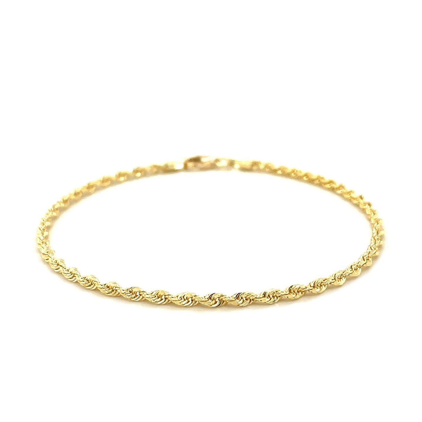 Bracelet en or jaune 14 carats avec motif en corde taillé en diamant de 2,5 mm