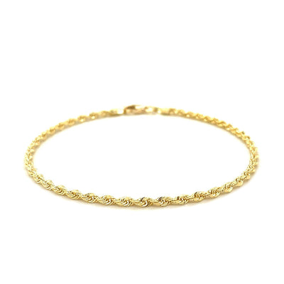 Bracelet en or jaune 10k avec finition en diamant en corde - 2,5 mm
