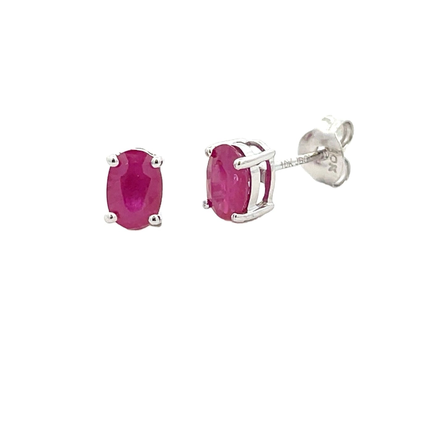 Pendientes de rubí natural de 1.14ct en oro blanco de 10KT