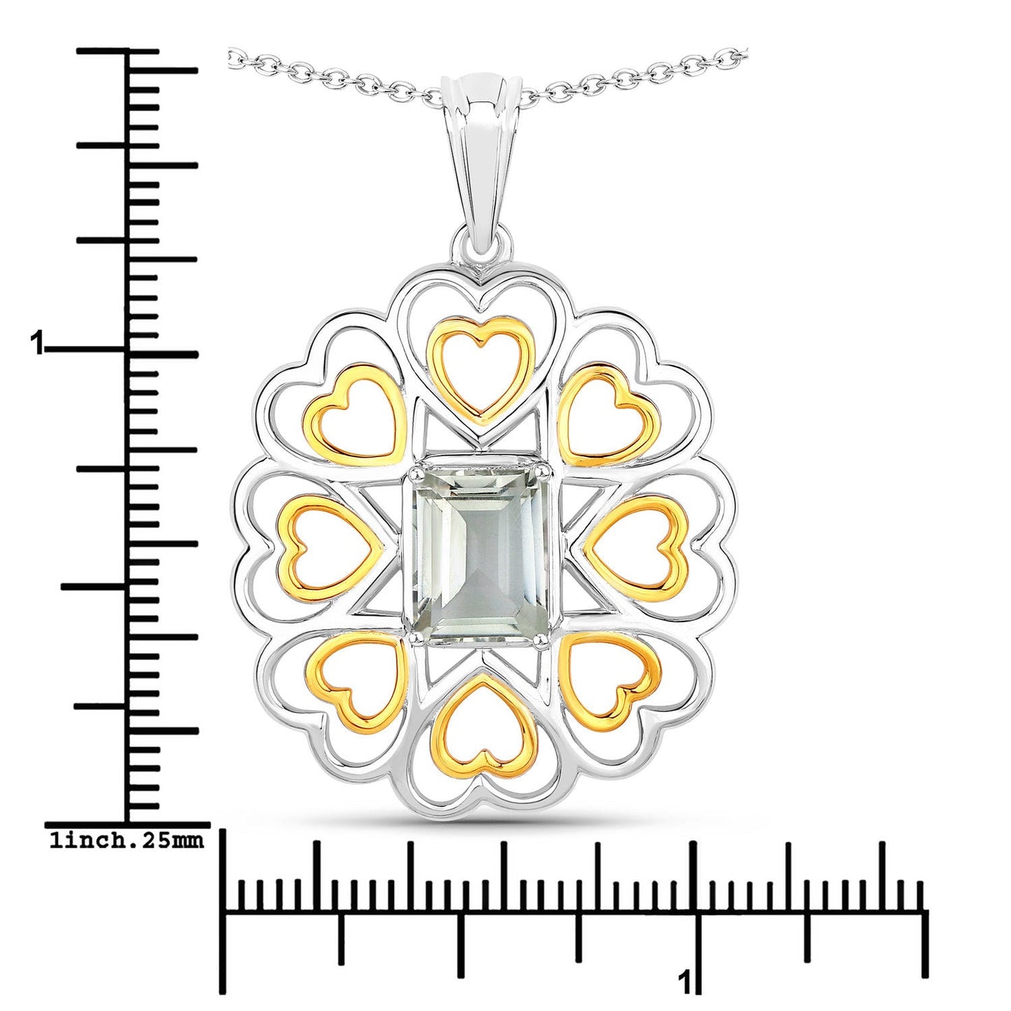 Pendentif en argent sterling avec améthyste verte véritable de 2,10 carats
