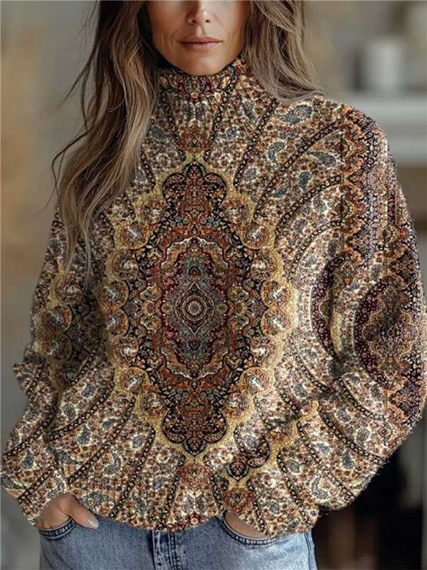 Elegant Christmas Abstract Print Cardigan for Women