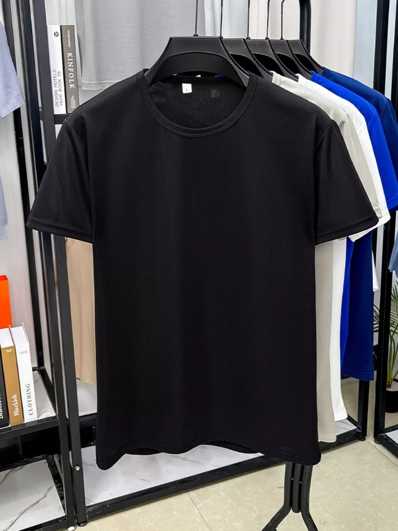 Camiseta de Manga Corta de Cuello Redondo para Hombre en Tallas Grandes