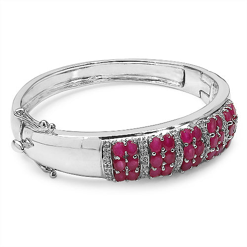 Bracelet en argent sterling avec rubis véritable de 6,65 carats et topaze blanche
