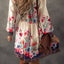 Vintage Floral Button Down Lantern Sleeve Dress