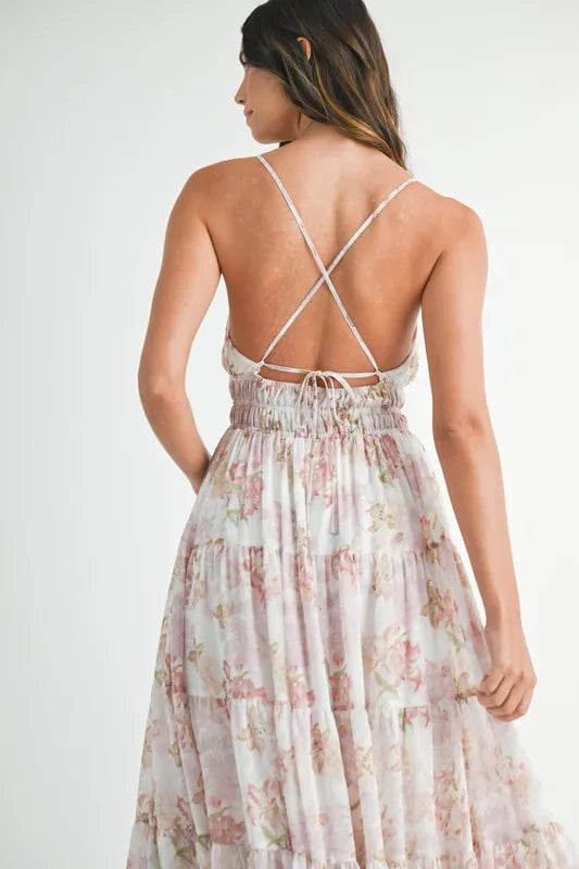 Vestido Maxi de Verano con Tirantes y Estampado Floral