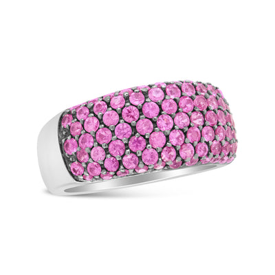 Bague en saphir rose avec or blanc 18K et rhodium noir - Taille 6.5