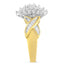 Bague en diamant en cluster en or bicolore 10K - Taille 6-1/2