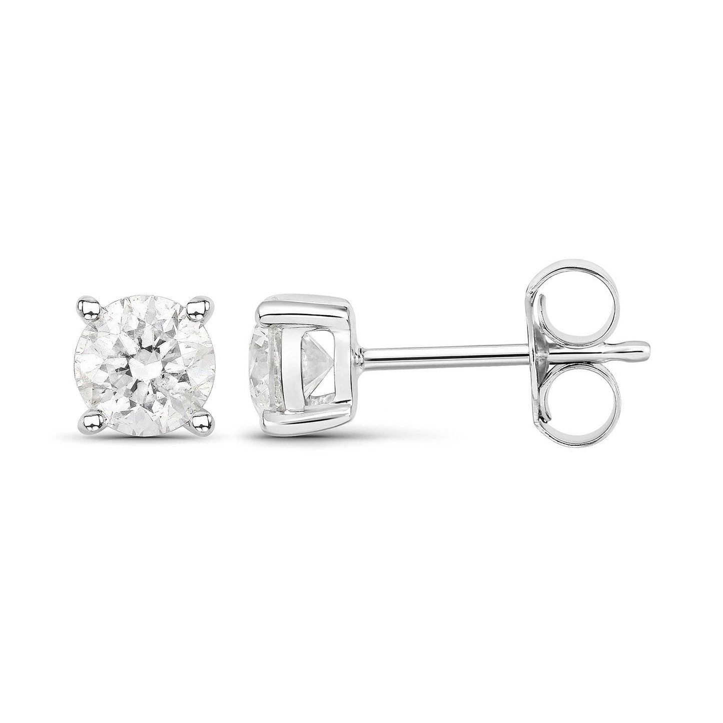 Boucles d'oreilles en diamant blanc véritable de 0,80 carat en or blanc 14 carats