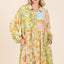 Floral Button Detail Long Sleeve Shirt Dress for Women
