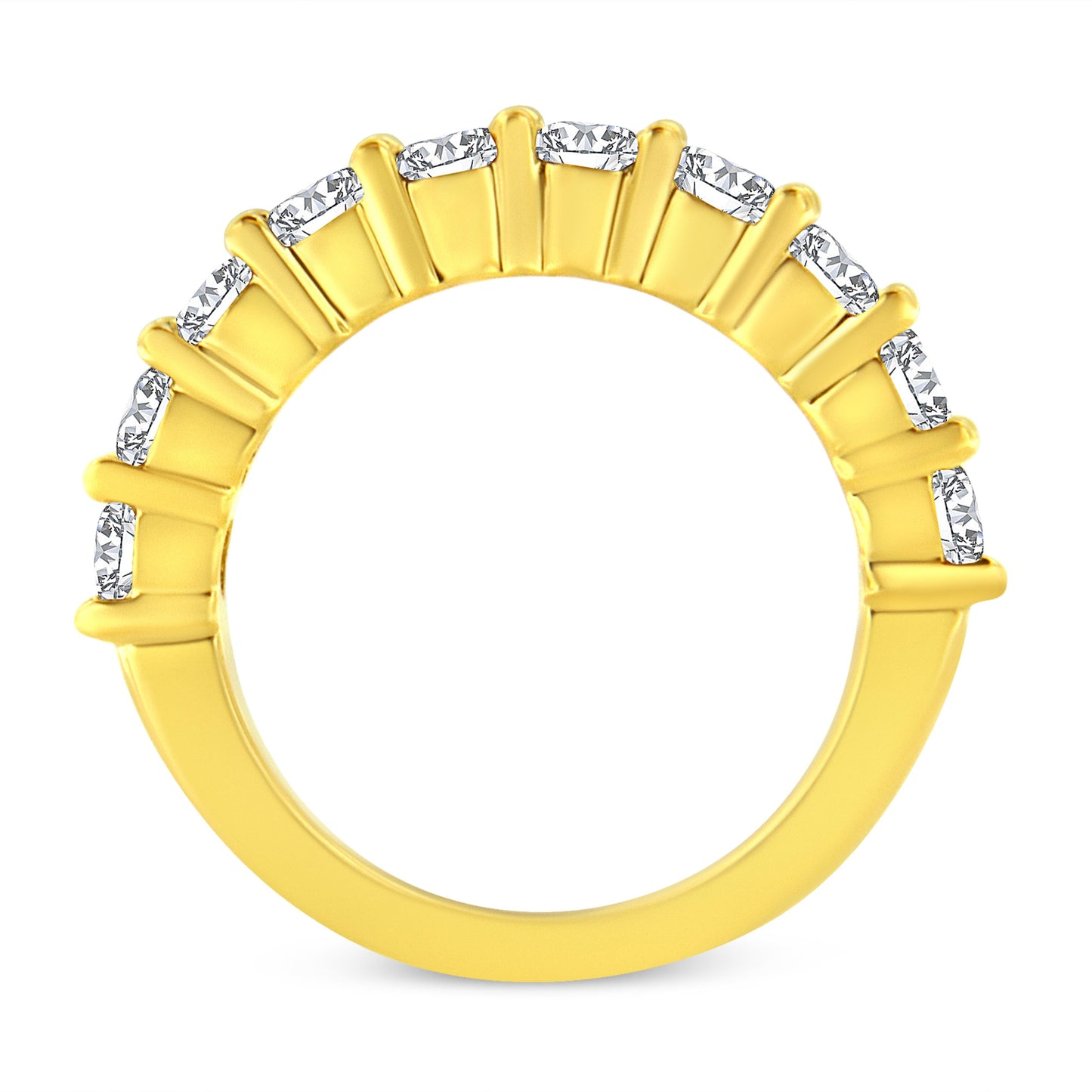14K Yellow Gold Plated Sterling Silver 2.0 Cttw Diamond Anniversary Band Ring - Size 7