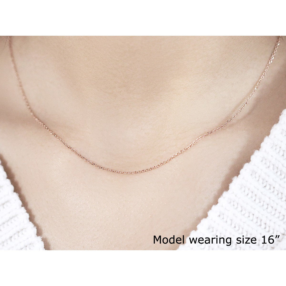 14k Rose Gold Diamond Cut Cable Link Chain - 1.1mm